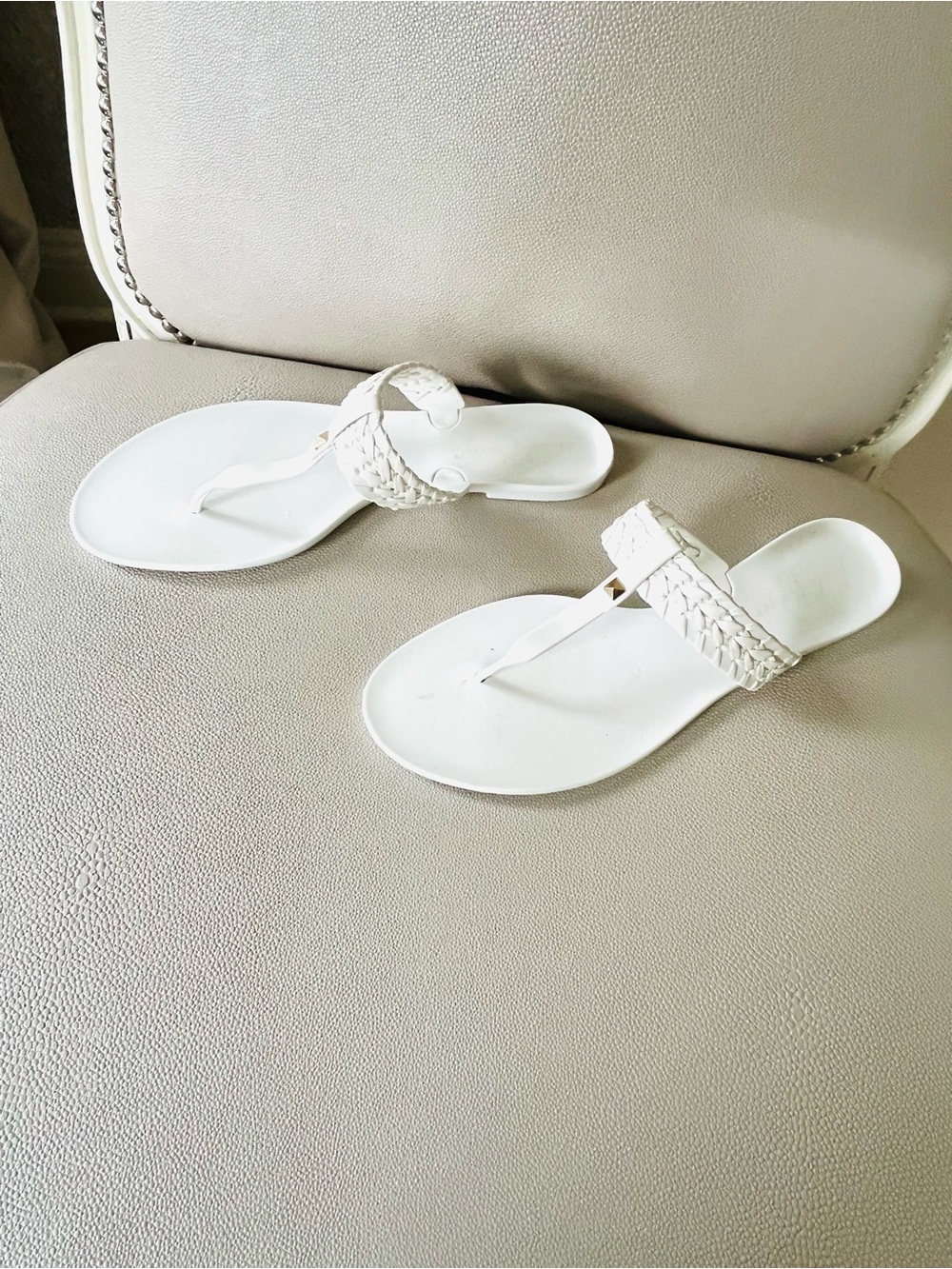 Jack Rogers  braided white  jelly thongs 10 - Picture 10 of 13